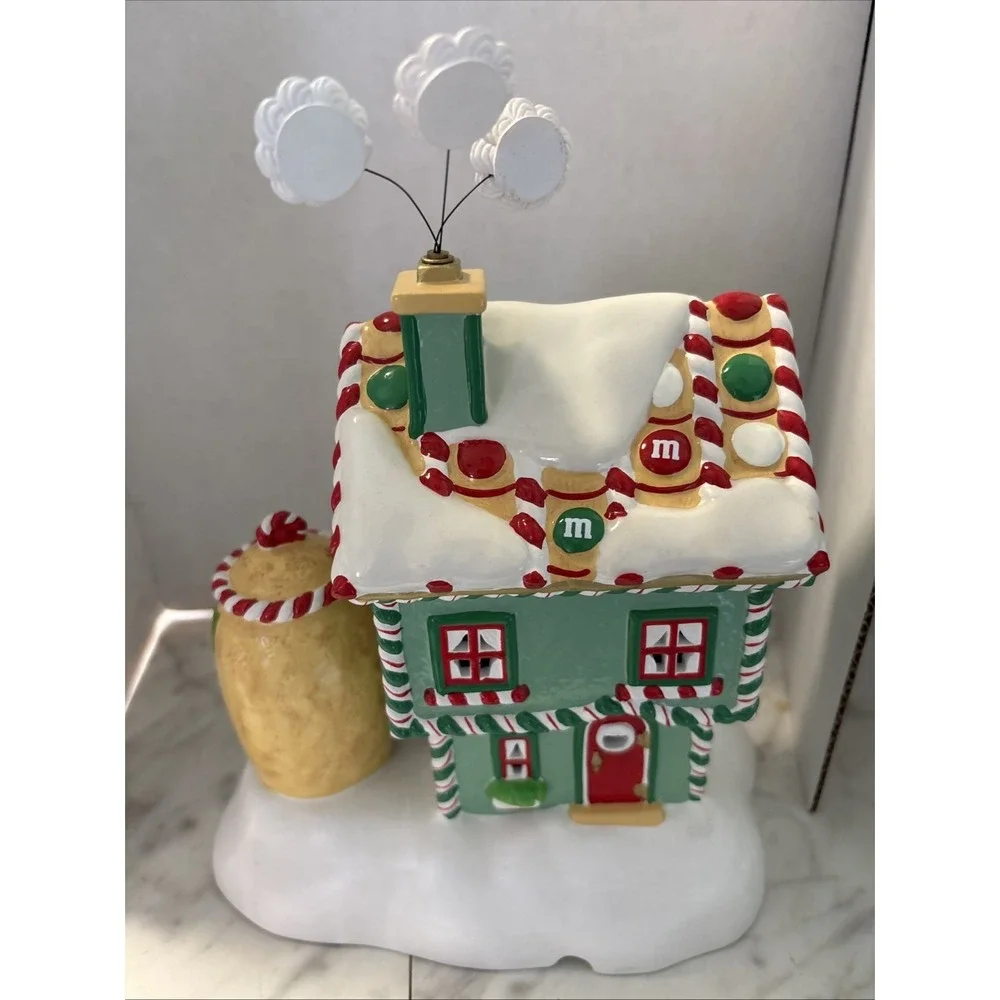 Dept 56 M&M's Christmas Bakery Lighted House Building & Candy‎ Dish With Light